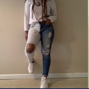 Two-Tone Distressed Jeans